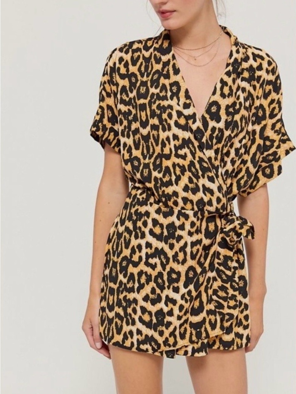 Urban Outfitters Leopard Print Romper - Tan & Black